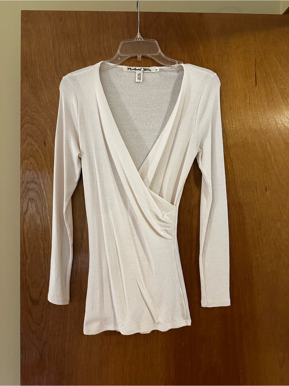 Michael Stars Cream Wrap-Style Long Sleeve Top